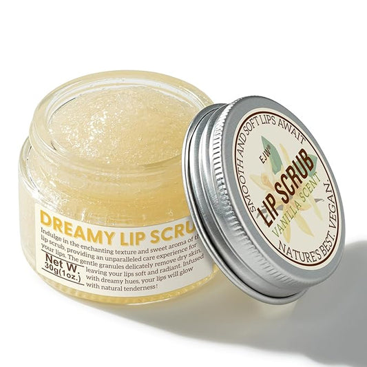 Vanilla Lip Scrub - Natural Sugar Exfoliator for Chapped Lips - 1.05 oz - Nourishing, Smooth & Soft Conditioning