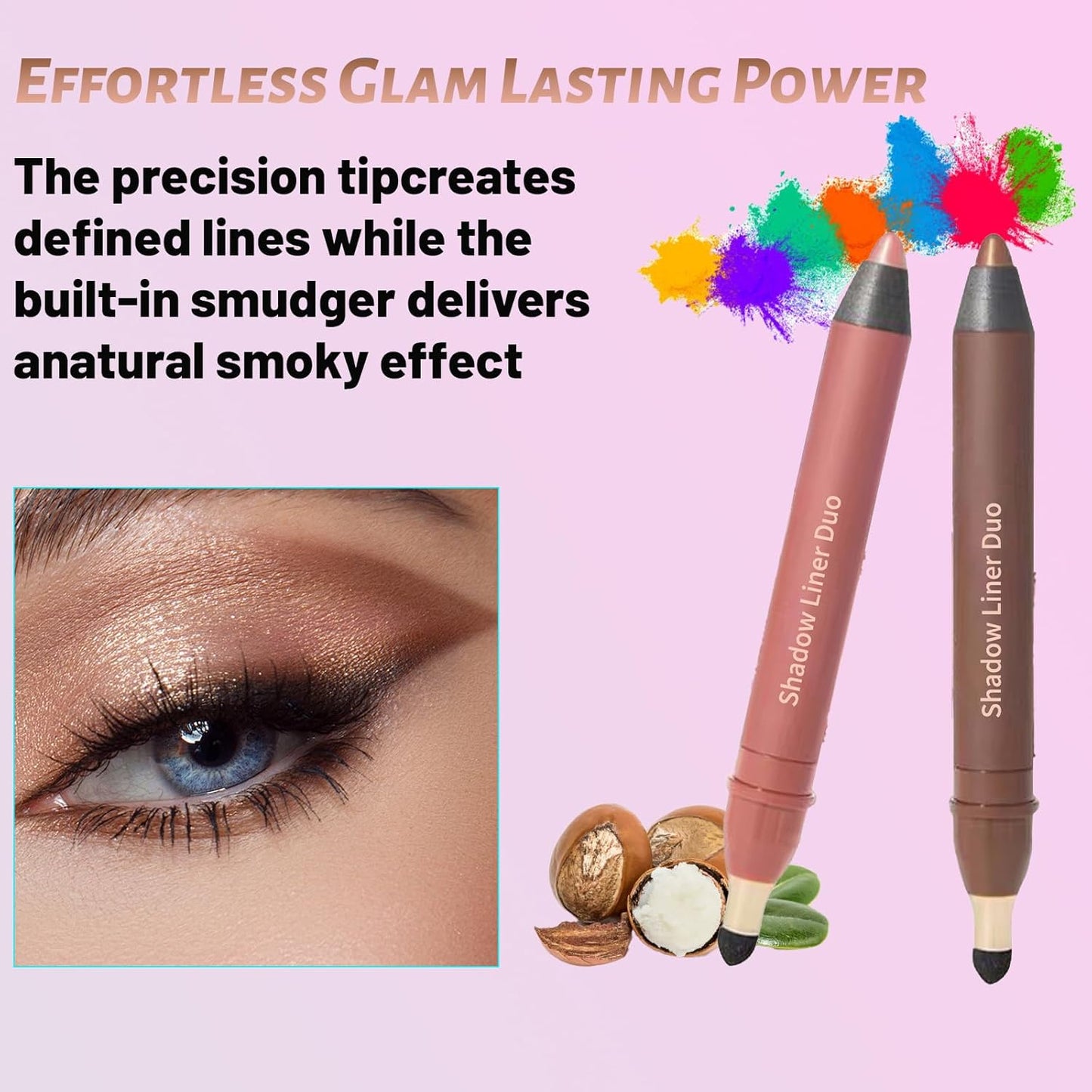 Rocino Freshlus Shadow Liner Duo, Mitlume Perfect Color Duo-Shadow Liner 2-in-1 Eyeliner & Eyeshadow, Plum Eyeshadow Stick, Waterproof and Smudge-Proof, Easily Create a Smoky Effect(HYPNOTIC+SMOLDER)