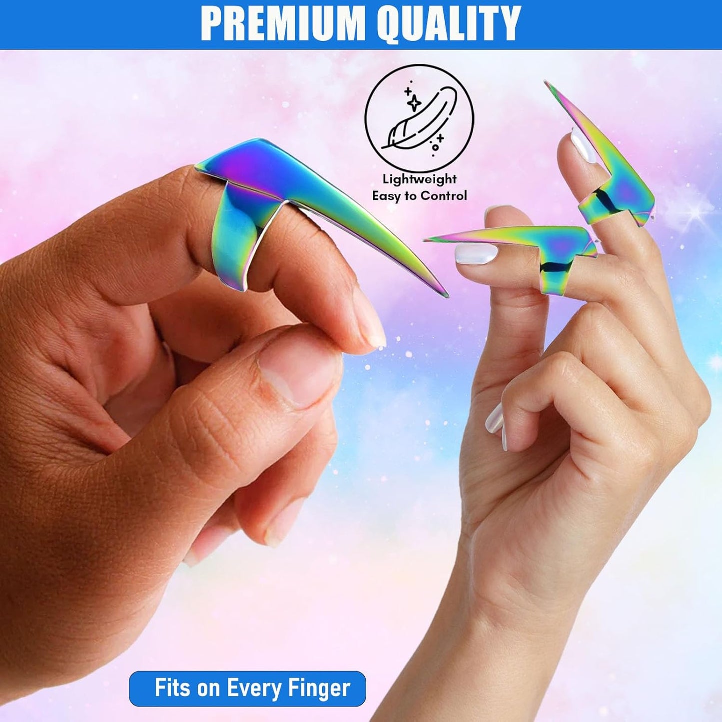 Quick Hair Parting Tool & Braid Sectioning Ring- Stainless Steel Stitch Braid Tool Finger for Durable Dreadlocks Wig & Installation of Human Hair Extensions Braiding Tools (Rainbow)