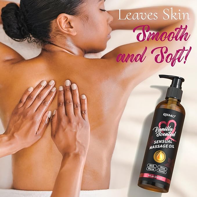 Easter Basket Stuffers-Vanilla Sensual Massage Oil for Couples - Couples Sweet and Sensual Massage Oils for Date Night | Relaxing Massage Oil for Massage Therapy | Perfect Glide & Smooth Skin