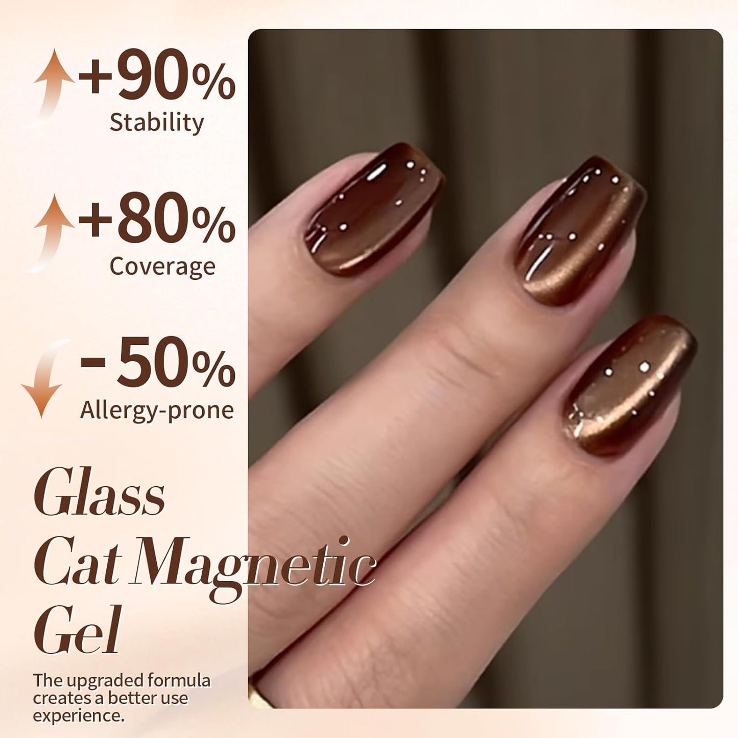 BORN PRETTY Cat Magnetic Eye Gel Nail Polish,Brown Jelly Glass Magnetic Gel Polish Glitter Soak Off Nail Art Salon Manicure Home Gift 15ml