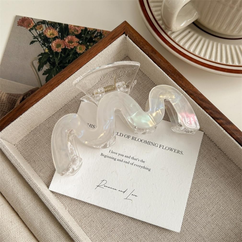 Hair Claw Clips, 3.5 Inch Hair Banana Barrettes, Mermaid Color Hair Clips Cellulose Acetate Large Hairpin Plastic Rectangle Stylish Hair Accessories for Women Ladies, 3 Pack