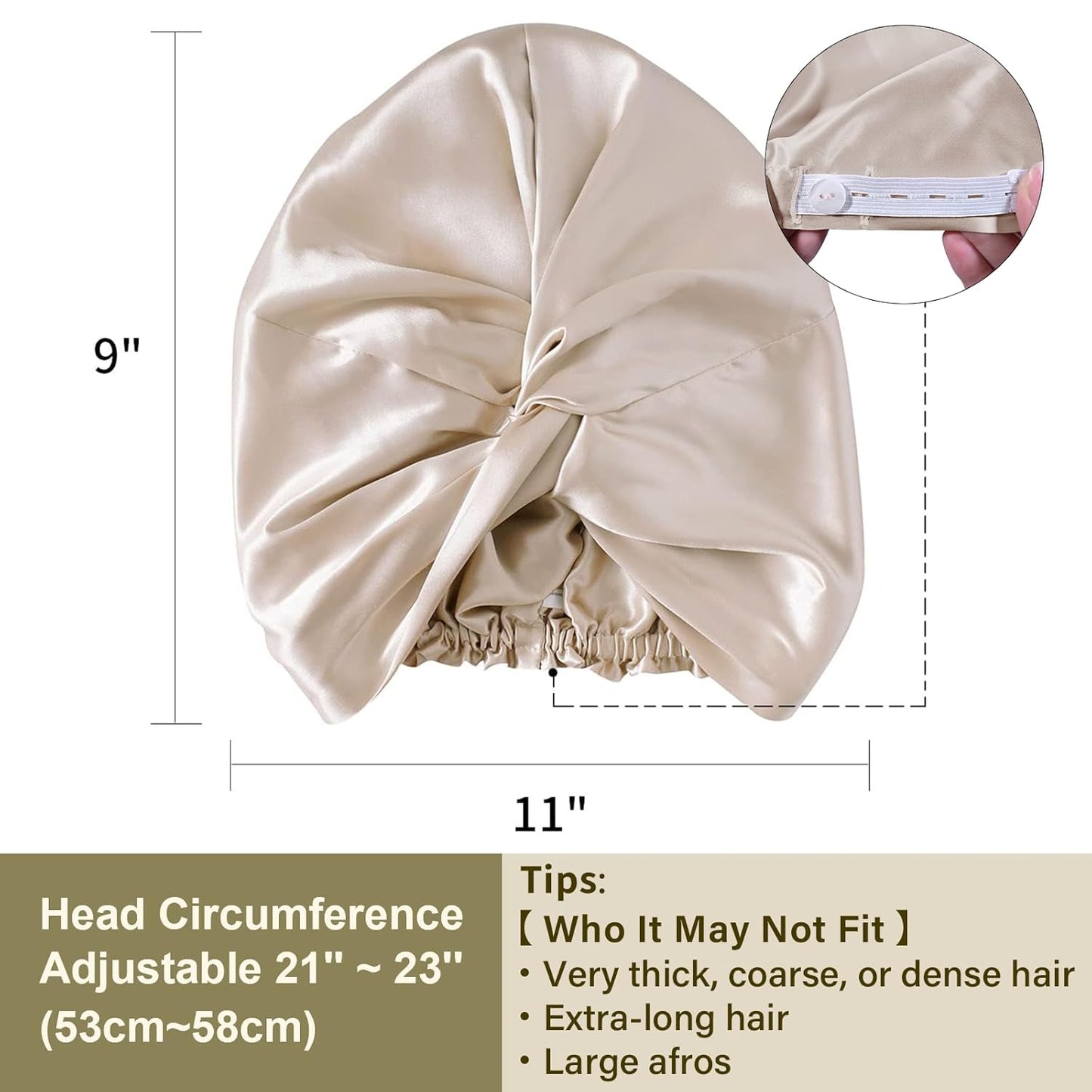 ZIMASILK 100% 22 Momme Mulberry Silk Bonnet for Sleeping Women, Breathable Silk Hair Wrap for Premium Hair Protection - Reducing Friction (1Pc, Cream)