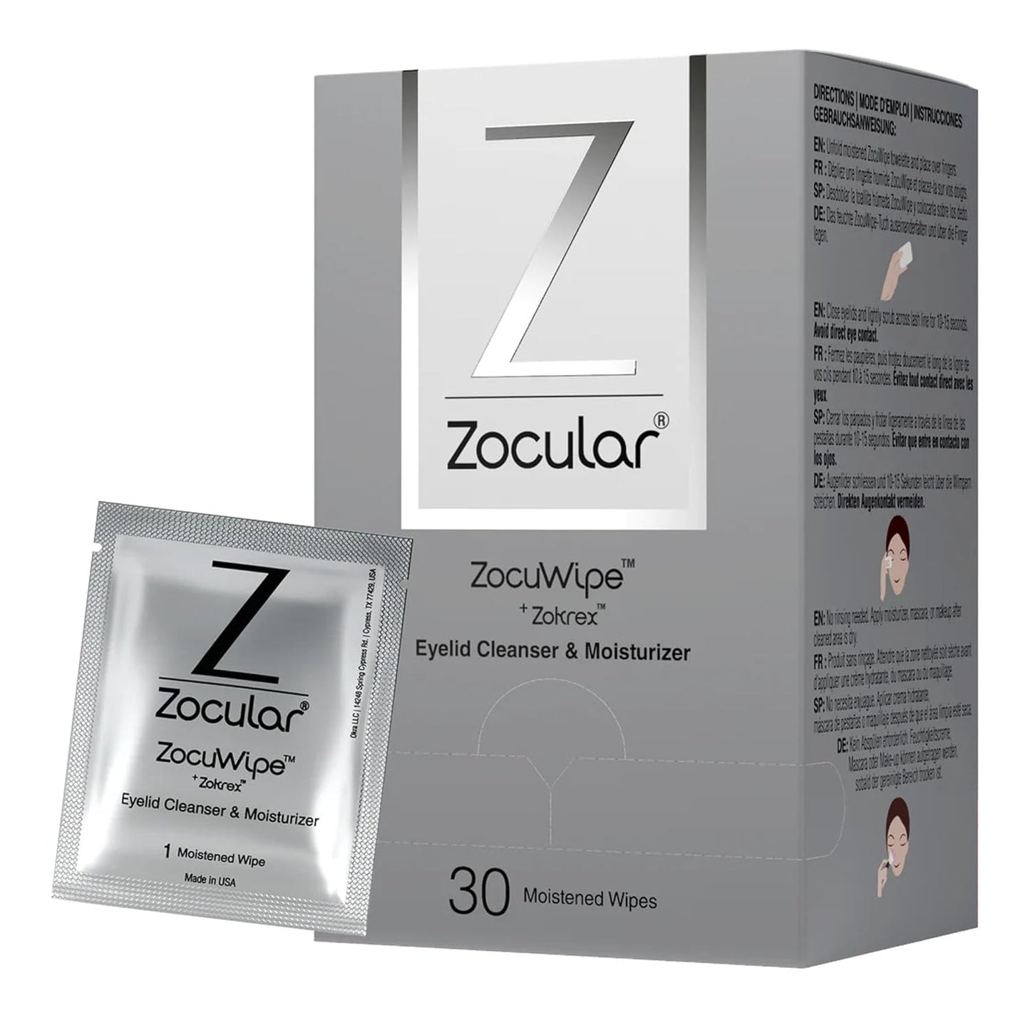 Zocular - Zocuwipe Eyelid Wipes with Natural Okra Complex - Eyelid Cleanser and Moisturizer Pads - Eyelid Cleansing Wipes - Blepharitis Treatment - 15ct