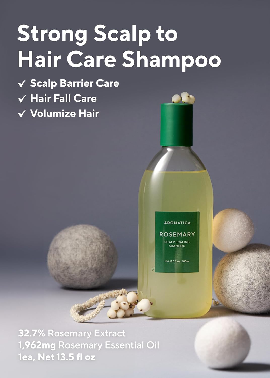 AROMATICA Rosemary Hair Care Gift Set - Shampoo for Hair Growth & Heat Protection, Leave-in Treatment & Scalp Treatment - Hair Care Kit for Women, Sulfate/Paraben Free For Men And Women