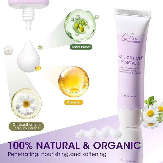 GELLEN Cuticle Remover Instant Nail Cuticle Softener with Shea Butter Moisturizing Professional Cuticle Cream Removes Dry Dead Skin Overgrown Cuticles Nail Care Treatment Supplies