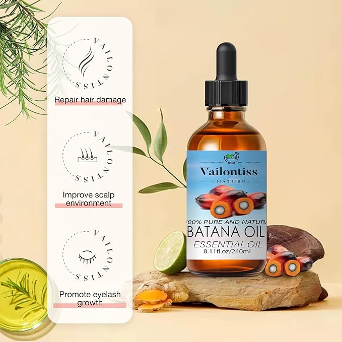Batana Oil, Batana Oil for Hair Growth, Strengthens Hair, Massages Skin, Suitable for All Hair Types and Skin Types (Batana Oil, 8 Fl Oz)