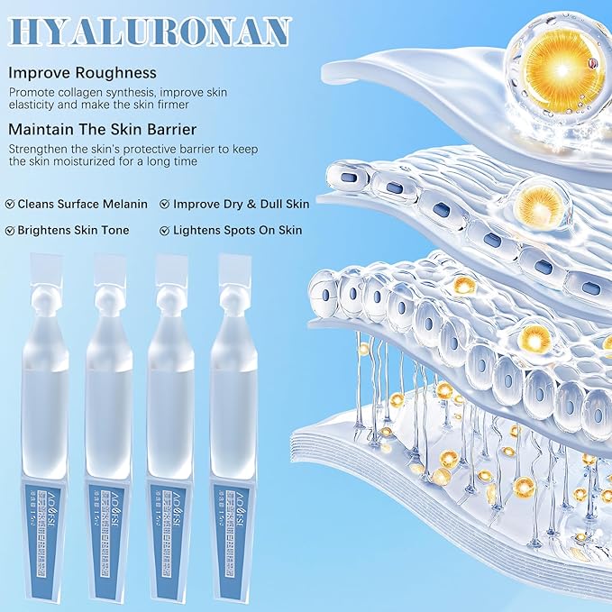 Hyaluronic Acid Tubes, 3% Hyaluronic Acid Serum Ultra-Hydrating Vials,Ultra-Hydrating Serum Single-Use Vials,Hyaluronic Acid Serum,Moisturizing, Firming and Tendering (1Pack,30Pcs)
