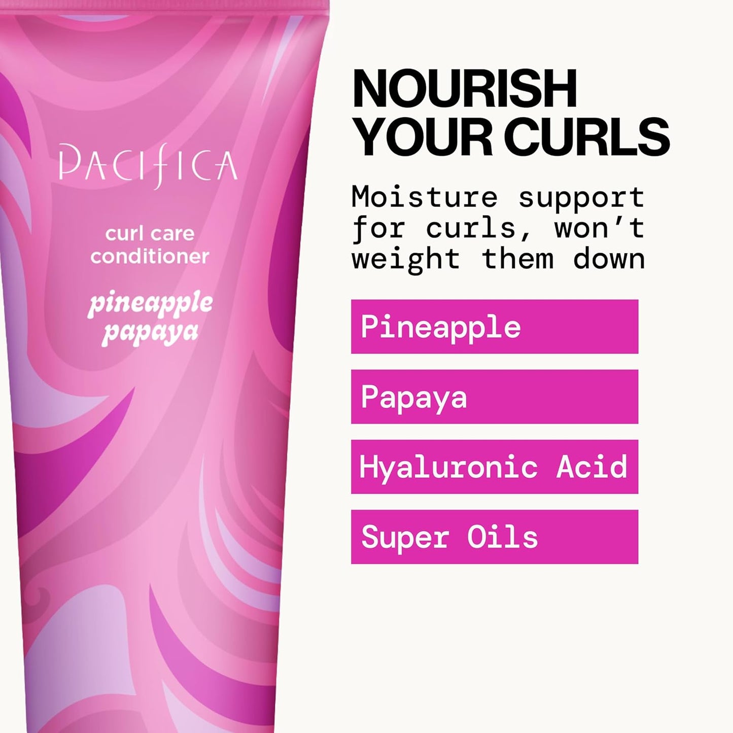 Pacifica Pineapple Papaya Curl Care Conditioner – Deep Moisture for Curly & Coily Hair, Defines Curls & Tames Frizz, Vegan & Silicone Free Clean Beauty, Vegan Cruelty-Free Dermatologist Tested