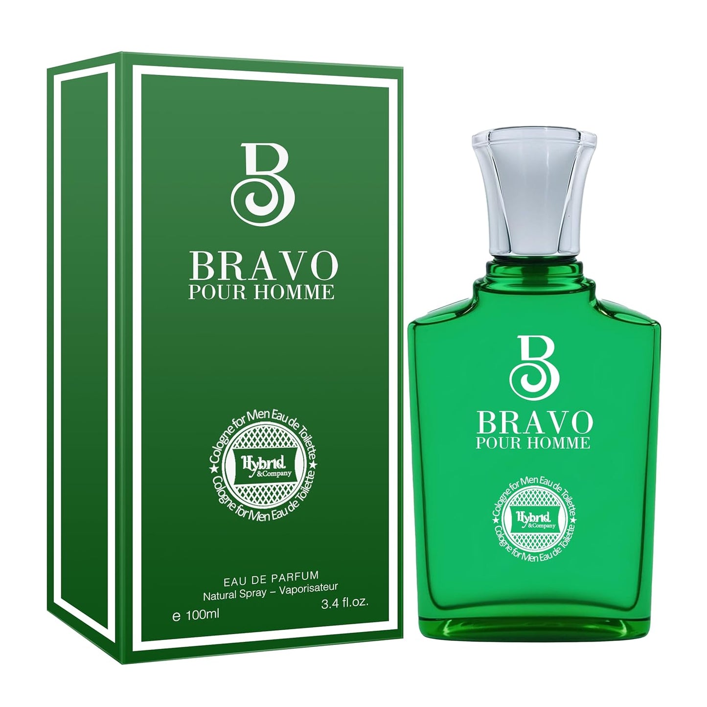 Hybrid & Company Bravo Pour Homme For Men Eau De Parfum Vaporisateur Natural Spray 3.4 Fl Oz