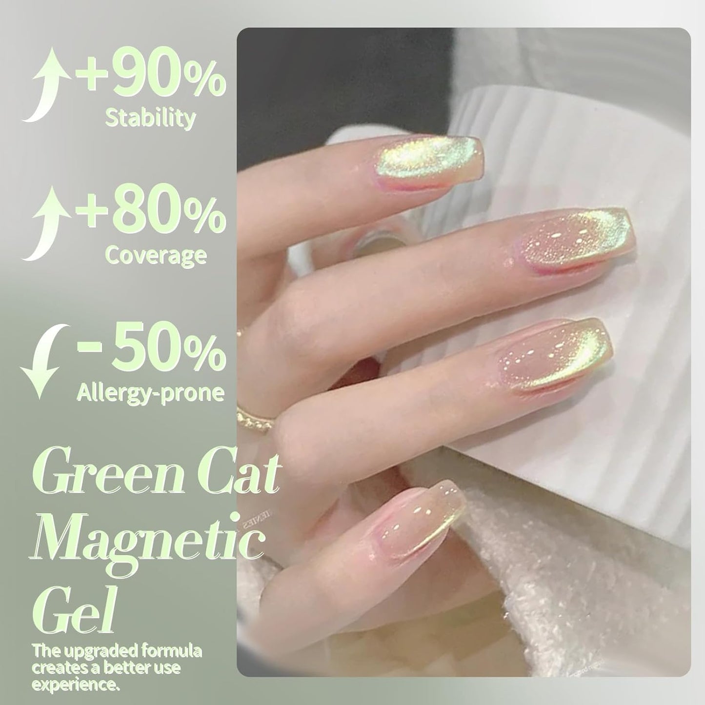 BORN PRETTY Nude Pink Cat Magnetic Eye Gel Nail Polish Holographic Gold Green Light Cat Magnetic Eye Gel Nail Polish 15ML