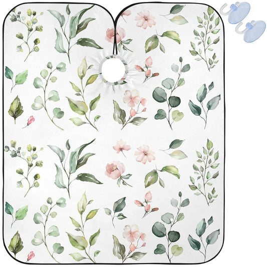 visesunny Barber Cape Watercolor Wildflower Herb Polyester Hair Cutting Salon Cape Apron Anti-Static Haircut Water-Resistant Shaving Cloth Beard Shaving Bib Hairdressing Cape