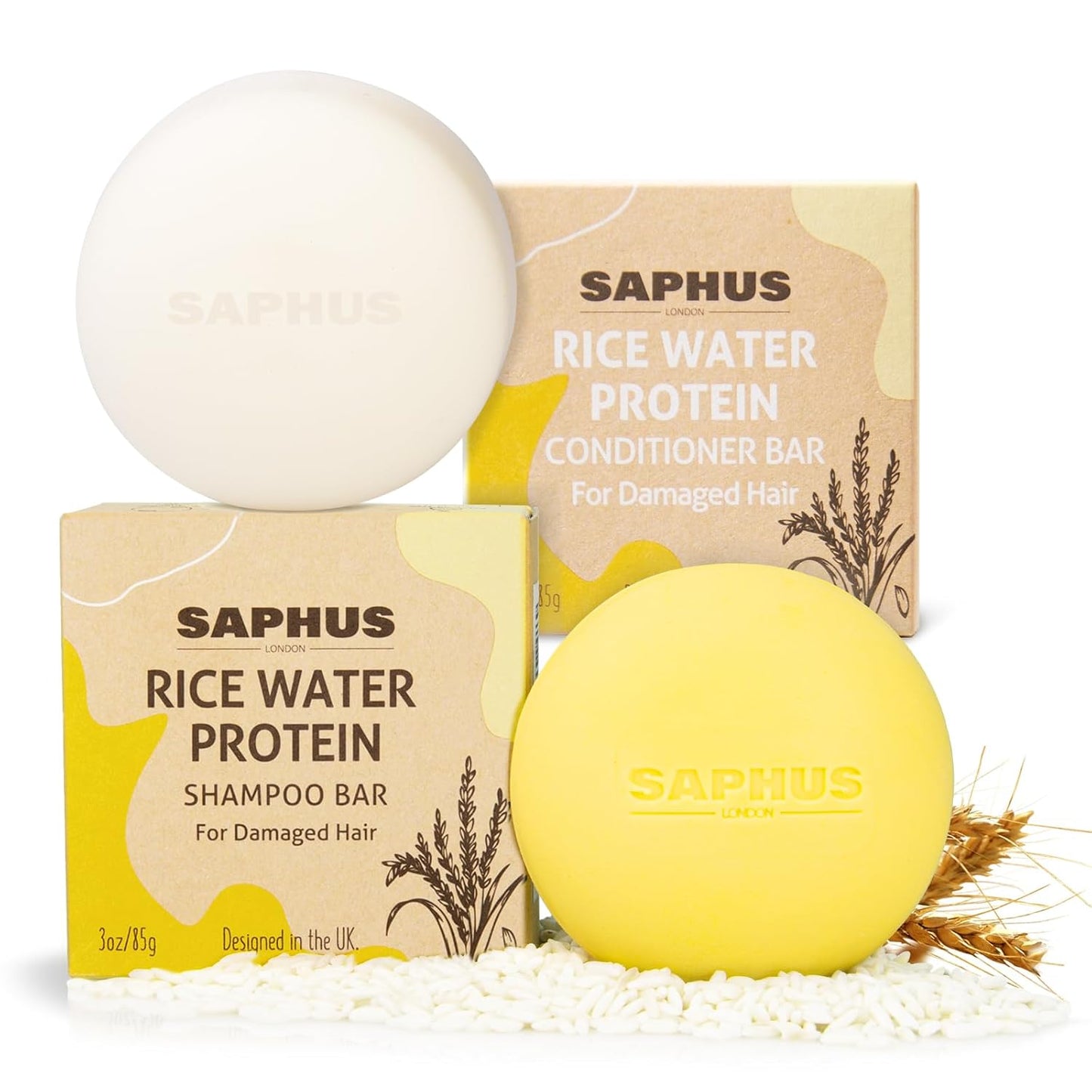 Rice Water Shampoo Bar & Argan Conditioner Bar Set – Strengthening & Nourishing Hair Care Duo for Fine or Weak Hair – Solid Shampoo and Conditioner Bars for Growth, Shine & Scalp Balance
