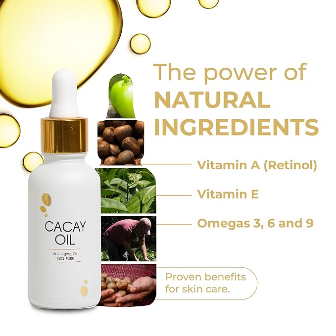 Cacay for Face - Natural Retinol & Organic Vitamin E Oil for Skincare - Pure Vitamin A - Anti-Aging, Hydrating Face Oil - 100% Organic, Cold-Pressed, Anti-Wrinkles- 1 Fl Oz (30ml)