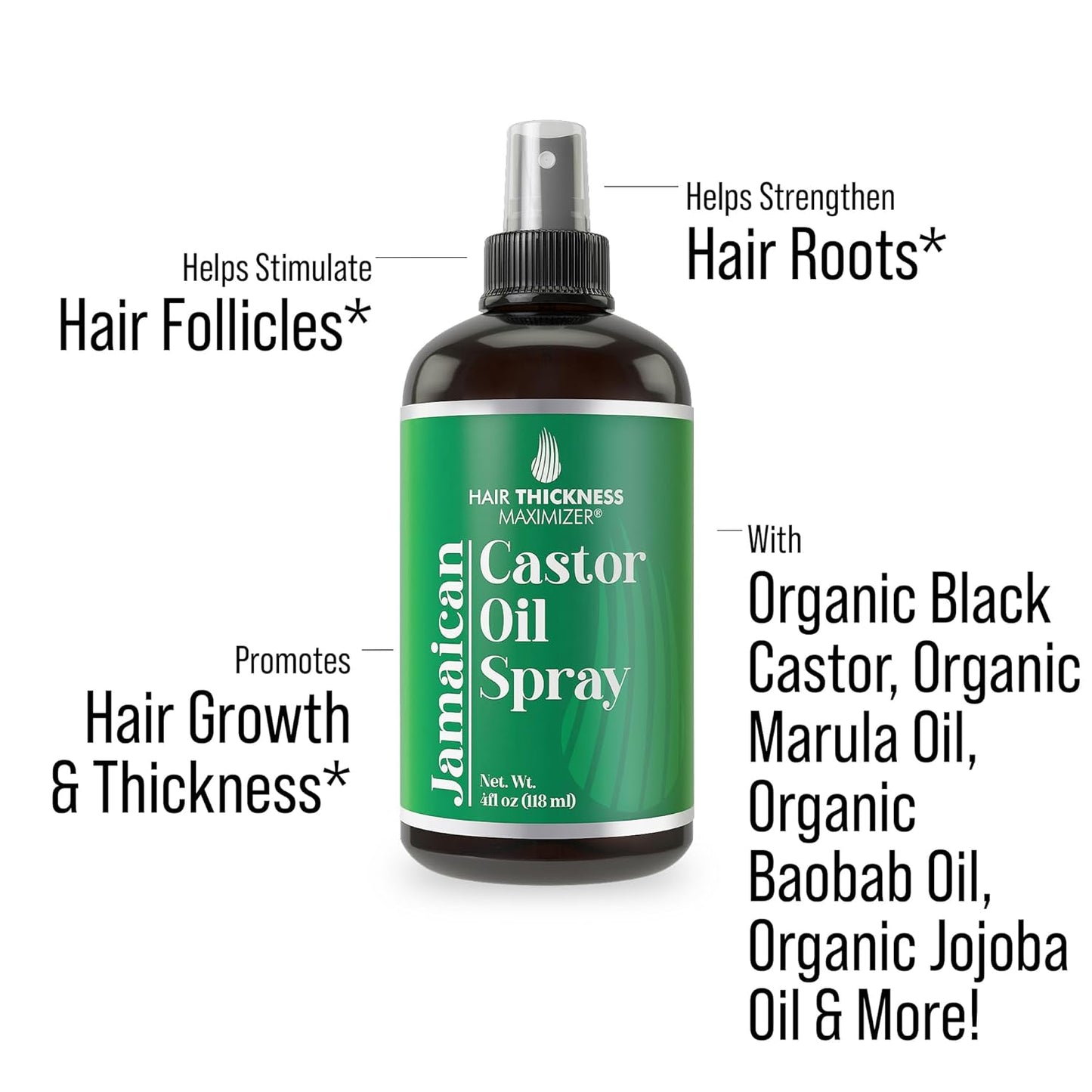 Jamaican Black Castor Oil Spray For Hair Growth. With Marula, Jojoba. Vegan, Leave In Conditioner Serum For Women, Men. Thickening, Moisturizing, Strengthening Scalp Treatment For Dry, Weak Hair