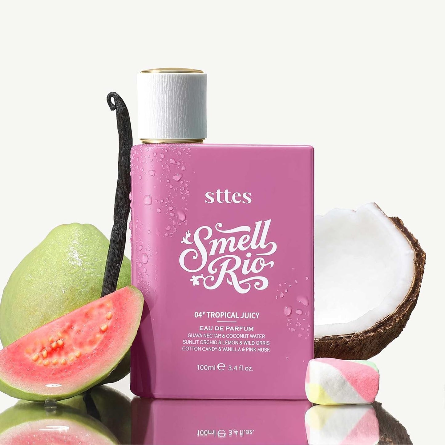 Sttes Perfume 04# (Original 408) – Perfume for Women – Long-Lasting Hair Guava, Orchid, Vanilla & Cotton Candy Notes – Fruity Scentual Fragrance Eau de Parfum 100ml (3.4 fl oz) – Tropical Juicy