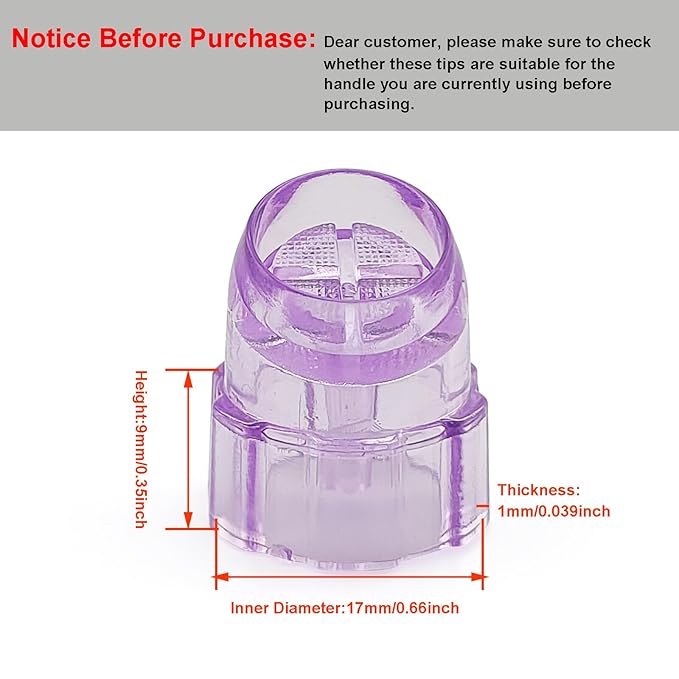 Elitzia Plastic Dermabrasion Microderma Heads Facial Aqua Peel Tips Water Peeling Caps Facial Care Skin Cleaning Tool Beauty Machine Replacement Spare Parts 8pcs Per Set （Lilac）