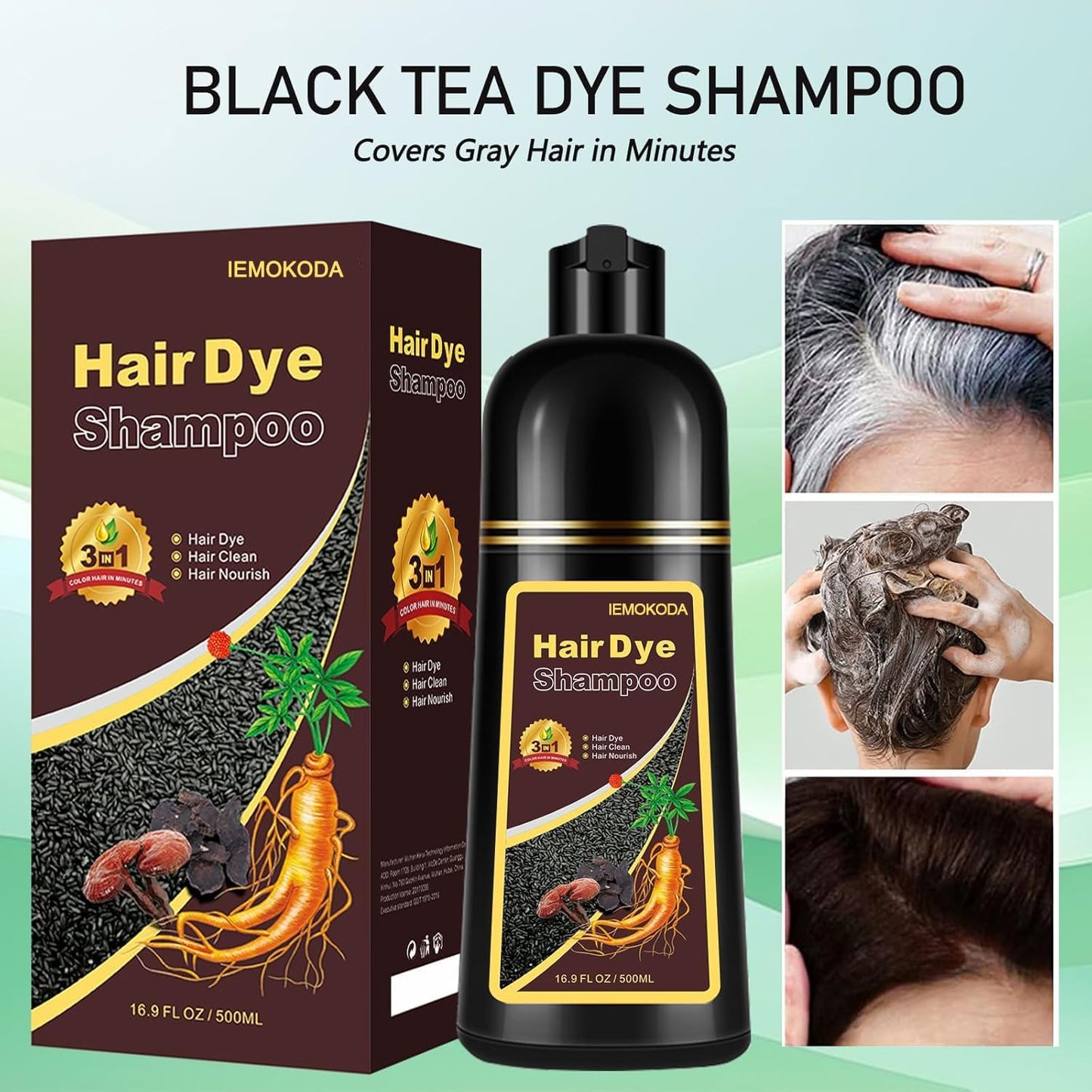 Natural Chestnut Brown Hair Dye Shampoo 3 in 1, Instant Brown Hair Shampoo, Hair Color Shampoo, Shampoo Para Canas Mejur & Champu Para Canas, Shampoo Hair Dye (Chestnut Brown)