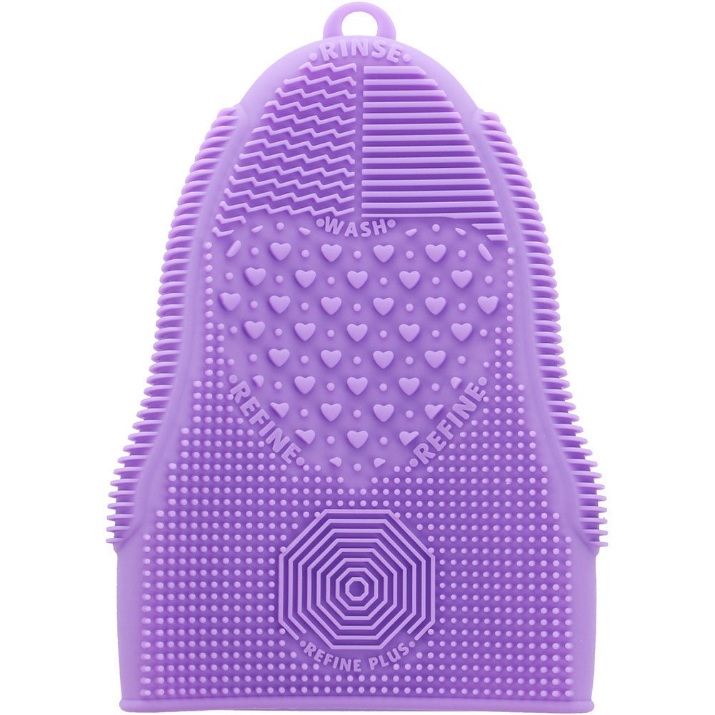 Makeup Brush Cleaner Glove Mat Mitt Silicone Cosmetic Cleaning Scrubber Tool Face Brushes and Eye Brush Washing Pad Purple