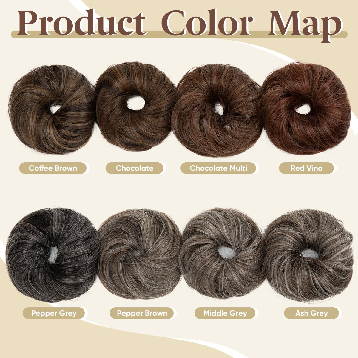 CJL HAIR 2PCs Small Cute Messy Bun Hair Piece for Thin Hair Women Mini Synthetic Curly Bun Scrunchies Updo Hairpieces Chocolate