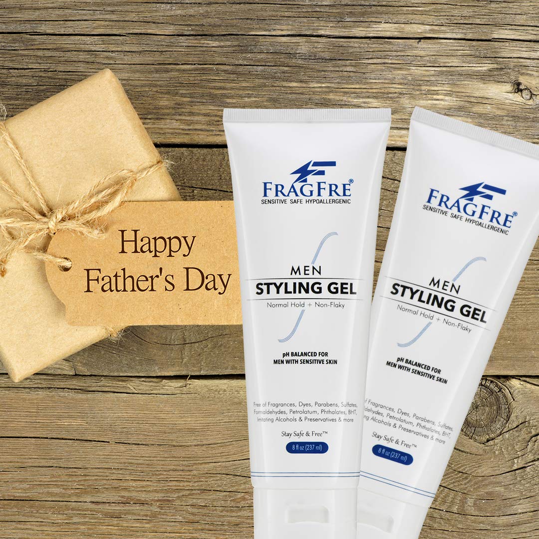 Men Hair Styling Gel Fragrance Free 8 oz - pH Balanced for Men with Sensitive Skins - Not Too Firm or Too Light - Just Normal Hold for Normal Hair Styles - Hypoallergenic (Bumps Be Gone!)