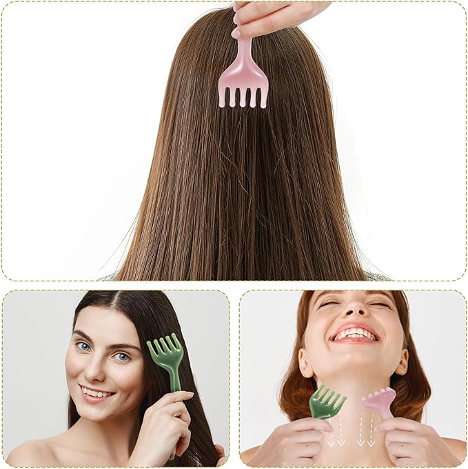 2Pcs Head Massager Scalp Handheld Resin Comb Portable Head Scratcher Massager Relax Tool Gua Sha Five-Claw Comb Manual Relaxation Tool for Father Mother Soothing Massage Face Eye Nose Jaw Neck