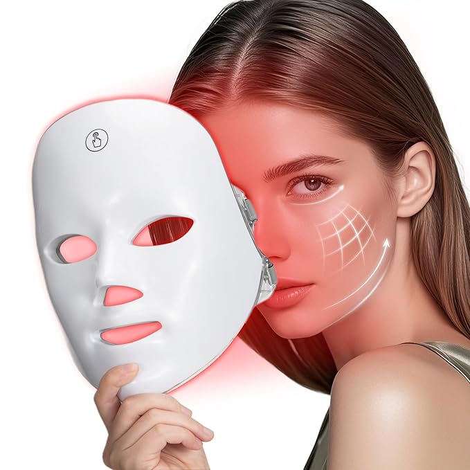 Red Light Mask for Face, 7 Color Red Light Facial Masks, At-Home Facial Care Device, Portable, Cordless, and Rechargeable