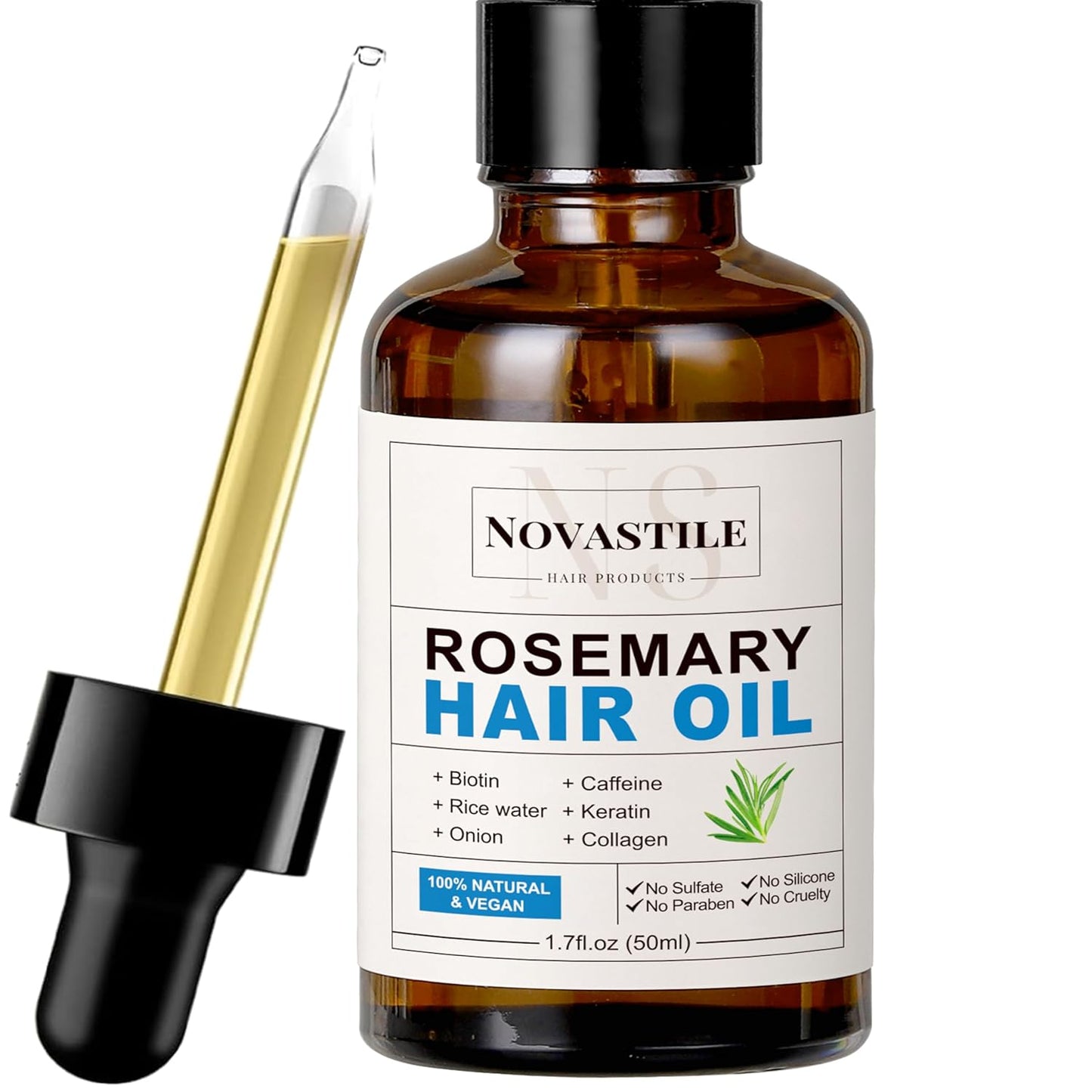 Rosemary Hair Oil – Dry Scalp & Split End Treatment with Biotin & Essential Oils for Strengthening, Nourishing, Moisturizing & Supporting Longer, Healthier Hair