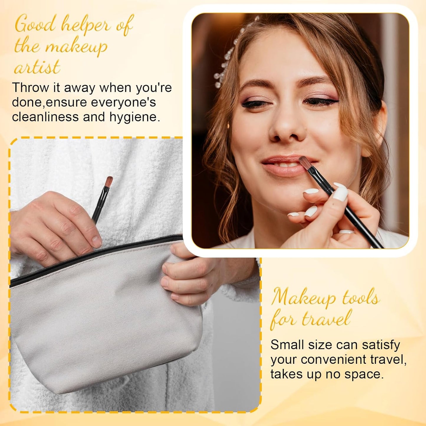 50 Pcs Lip Applicators Disposable, Black Lipstick Lip Gloss Wands Lips Liner Brush Professional Makeup Applicators Kit Portable Eye Shadow Concealer Brushes Beauty Tool Set for Even Application