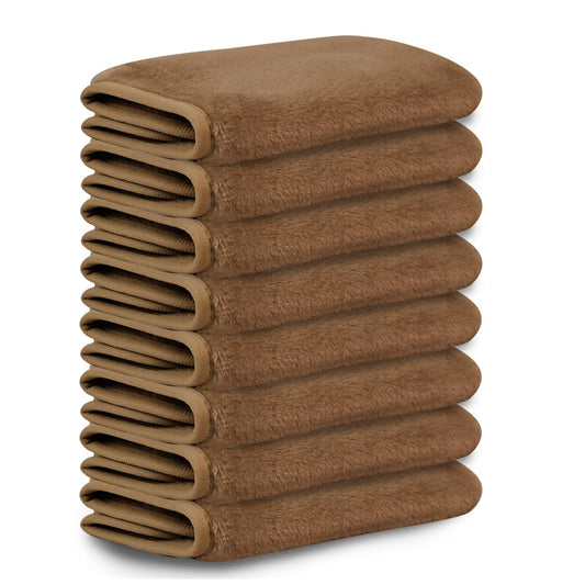 Nugilla Makeup Remover Cloths, 8 Packs Makeup Remover Towels Reusable Face Wash Cloth, Soft Microfiber Face Cloth for Women(Light Brown)