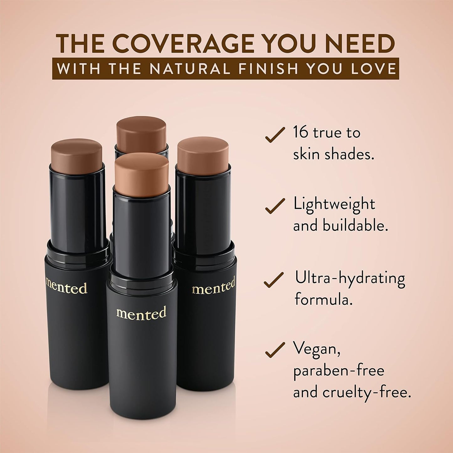 Mented Cosmetics Stick Foundation Make Up, Concealer & Contour Stick for Light Skin, Cream Foundation for Black Women Makeup, Vegan and Cruelty Free, L20