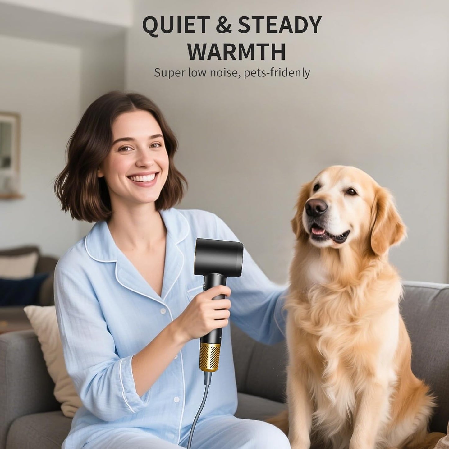 Infrared Ionic Hair Dryer with Magnetic Nozzle - 1600W Voltage Blow Dryer for Women, Fast Drying, Frizz Control, Lightweight & Low Noise, Red Light & Negative Ions, for All Hair Types