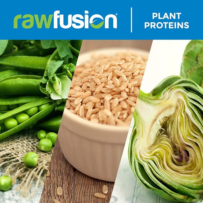 Rawfusion- Vegan Protein Powder, Natural Chocolate - 30 Servings, 21g of Plant Based Protein, Low Net Carbs, Non-Dairy, Gluten/Lactose Free, Soy Free, Kosher, Non-GMO, 2lbs Pound