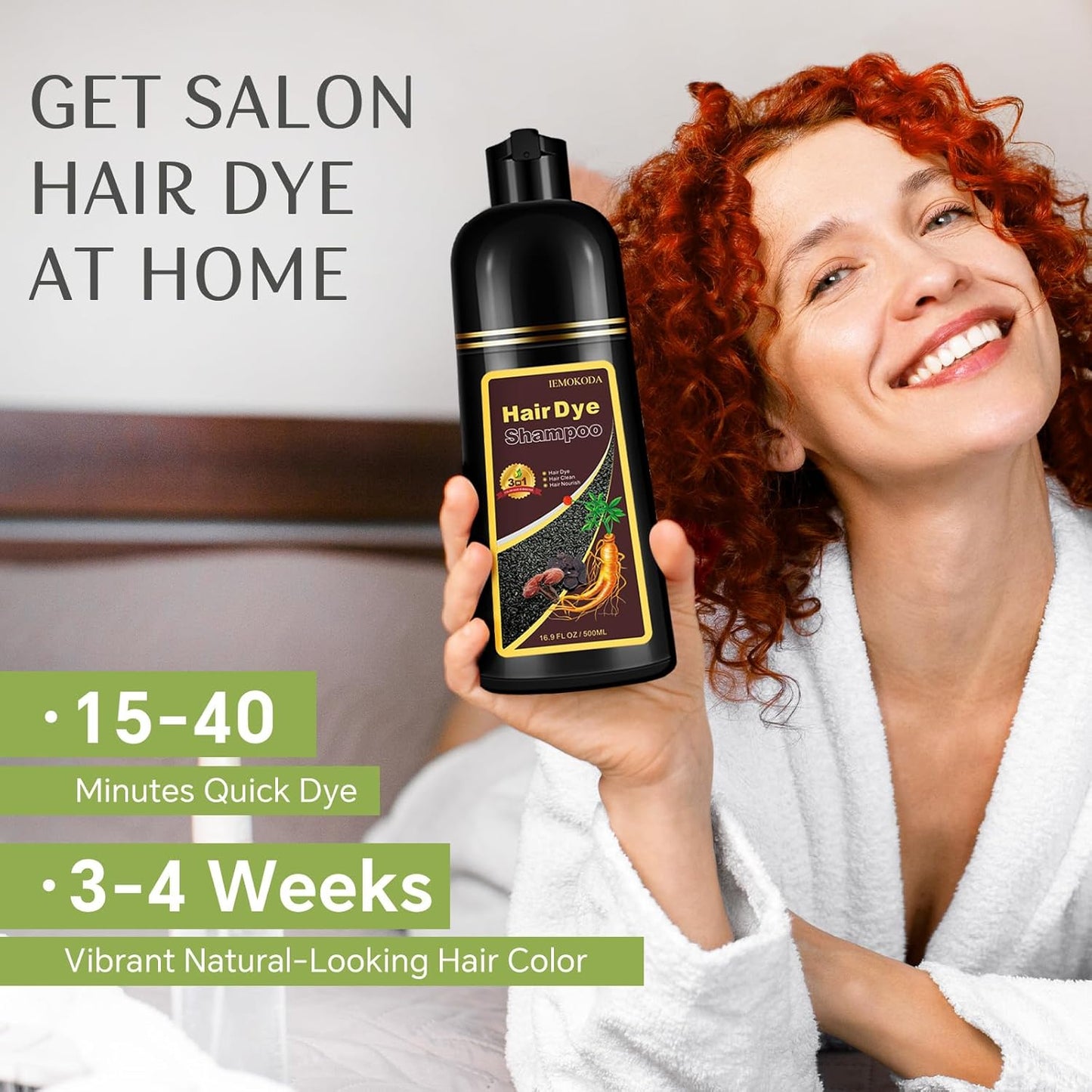 Silver Hair Dye Shampoo 3 in 1, Instant Natural Hair Color Shampoo Hair Dye for Women & Men Silver Gray, Root Touch Up & Easy To Use & Lasts 3-4 Weeks & All Hair Types, 16.9 fl.oz