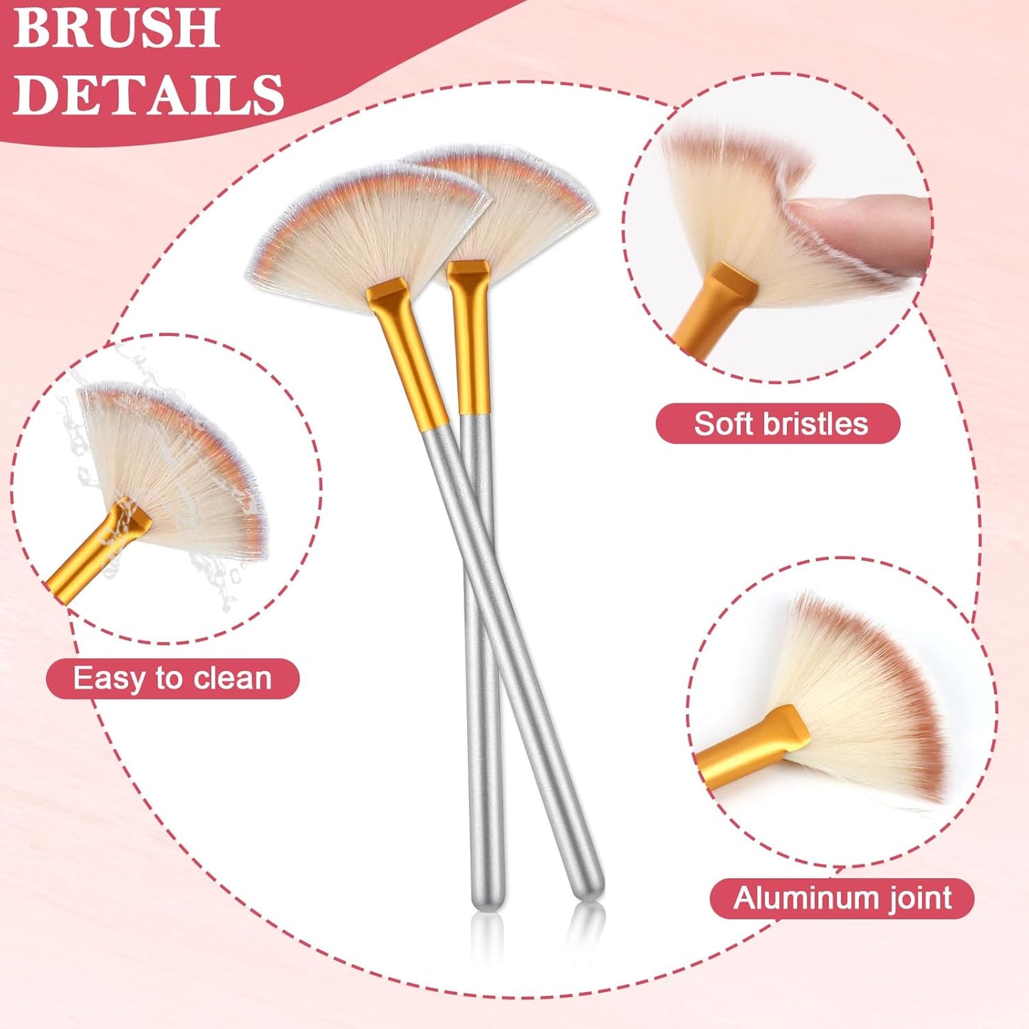 8 Pcs Rose Gold Esthetician Supplies 4 Facial Fan Brushes Esthetician 4 Rose Gold Stainless Steel Mixing Bowls Face Mask Brush Facial Bowls Esthetician for Mud Cream Makeup Spa Salon Women