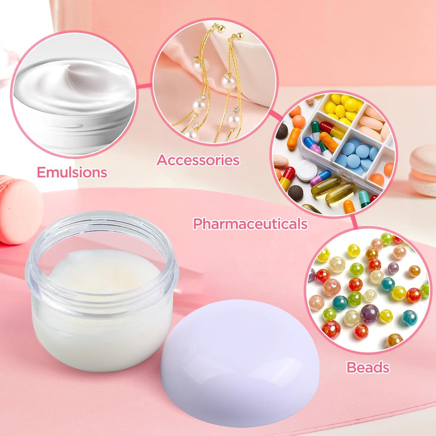 RONRONS 10 Pieces 20ml Travel Jars for Creams Leak Proof Mini Travel Containers with Lids Small Jar for Lip Balm Toiletries Cosmetic Makeup Bottles with Labels Plastic