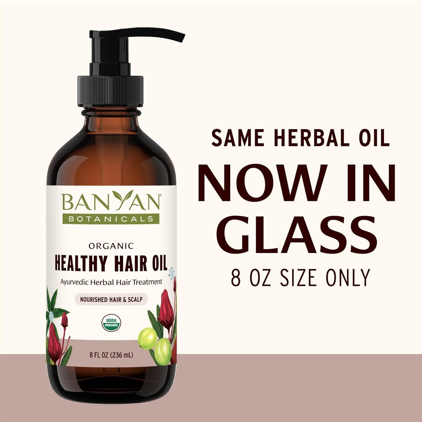 Banyan Botanicals Organic Hair Oil with Bhringaraj & Amla - Ayurvedic Scalp & Hair Care for All Types, Thick & Lustrous Hair - 8 oz, Non-GMO Sustainably Sourced
