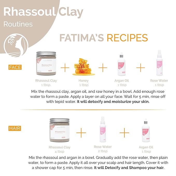 Fatima's Garden Rhassoul Clay with Herbs - Detox Facial Powder, 1Kg