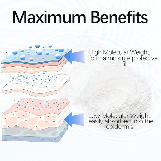 Hyaluronic Acid Powder, Hyaluronic Acid Powder for Skincare, DIY Facial Serum,Low Molecular Weight, Water Soluble Hydrating Ingredient for Skin Moisture (1PCS)