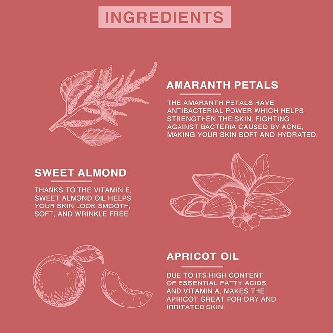 | Amaranth Refreshing Lightly Scented Floral Roll-On Perfume Body Oill - Body Oils for Women Perfume - Enriched w/Apricot Oil, Sweet Almond Oil, Fractionated Coconut Oil - 1OZ