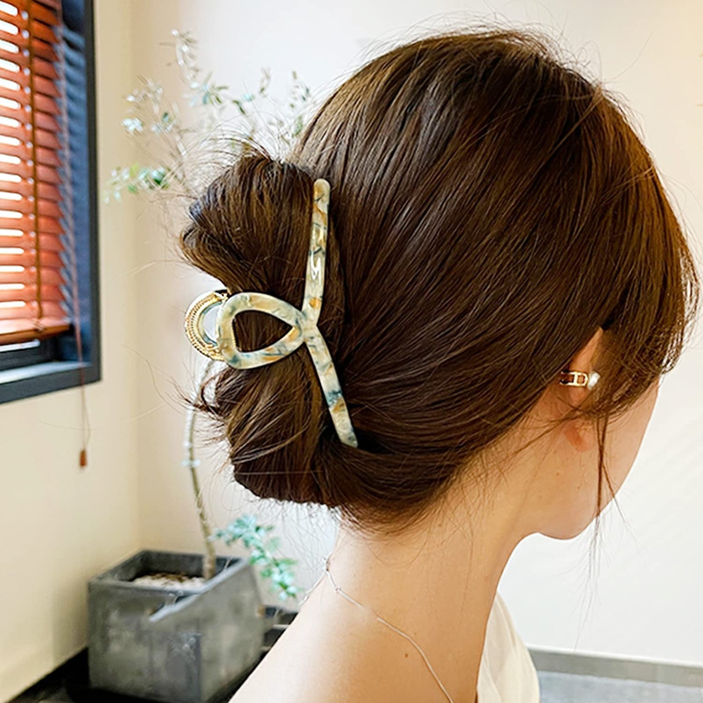 Metal Butterfly Hair Claws and Clamps for Women - Strong Hold Large Acetate Accessories for Long Thick Hair (1 Pc, Mixed Blue, 4.7")