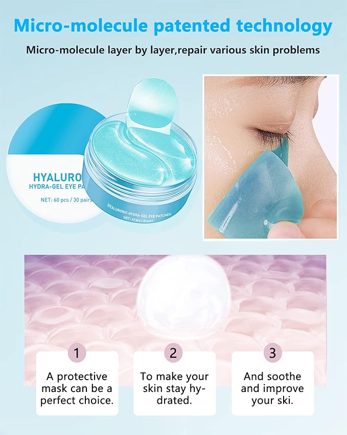 Under Eye Patches (60Pcs) - Upgraded Eye Mask Hyaluronic Acid & Collagen,Eye Treatment Mask,Under Eye Bag Treatment,Eye Mask for Puffy Eyes,Under eye Dark Circles,Women's Mother's Day Gift for Women