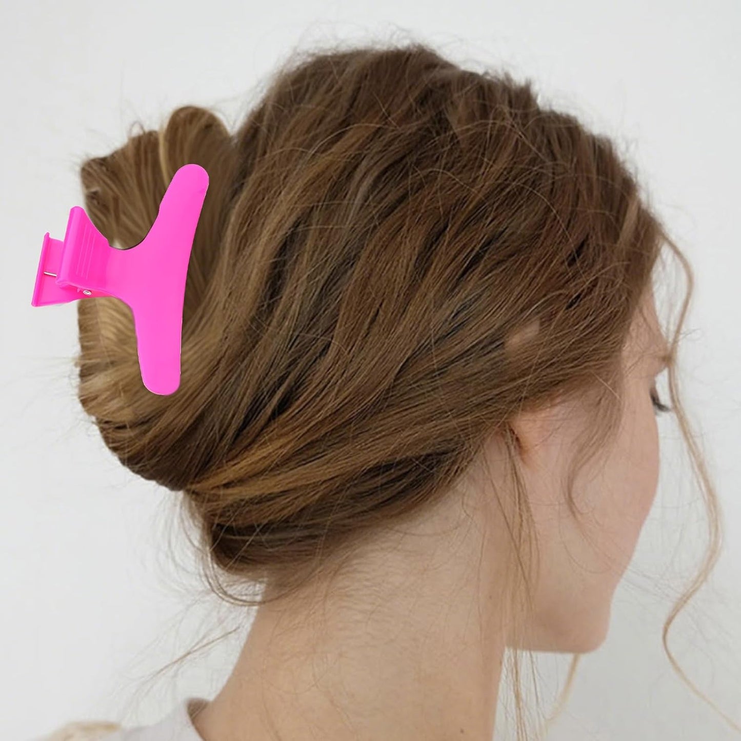 24 Pcs Pink and Hot Pink Butterfly Hair Clips for Styling and Sectioning - Pro Claws Clamps for Cutting, Coloring - Hair Accessories for Women Girls