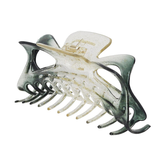 Women's Jumbo Jaw Clip Extra Large Marbelized Hair Claw (Glitter Grey)
