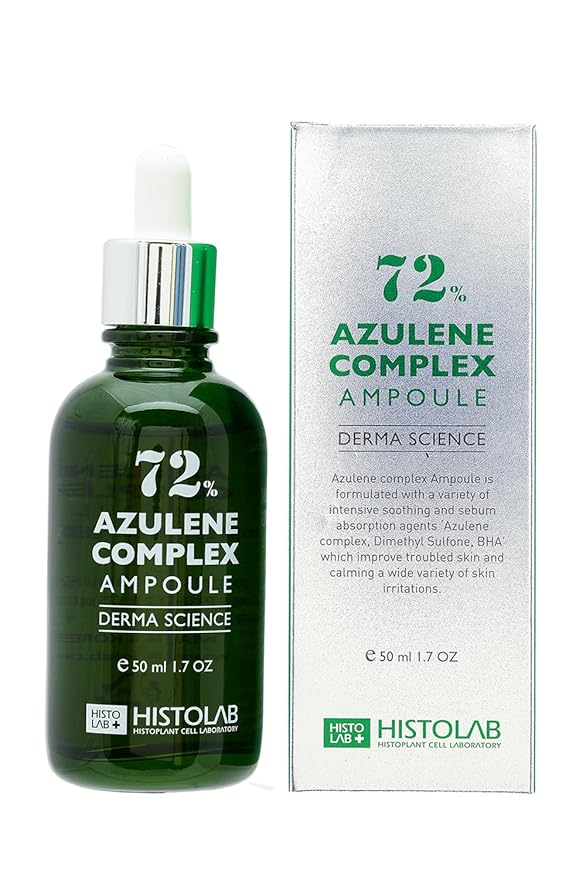 72% Azulene Complex Korean Beauty Facial Serum – Soothing & Sebum Control Ampoule for Acne & Oily Skin – Reduces Redness, Swelling & Irritations – Infused with Tea Tree Oil
