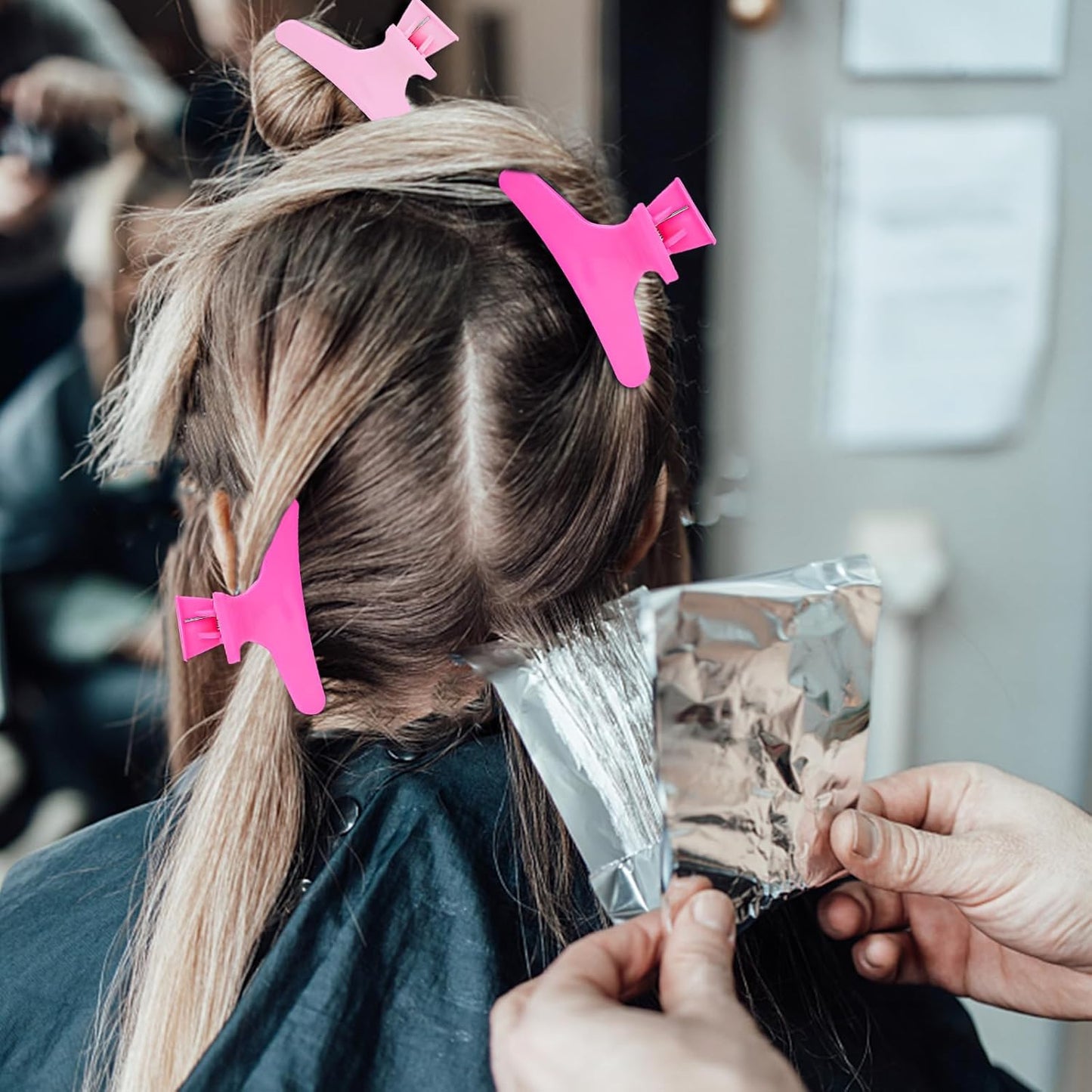 Hair Clips for Styling Sectioning 12 Pack Pink Hot Pink Butterfly Clamps Hair Claw Clips Pro Salon Hair Clips for Styling, Sectioning, Cutting and Coloring