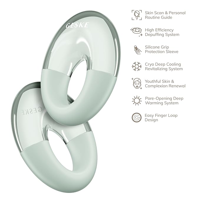 SmartAppGuided™ Cool & Warm Eye Massager | 7 in 1 | Multifunctional Massager | Eyes & Face | Battery-free Cooling & Warming | Firms, Relaxes & De-Puffs Skin | Ring-shaped Design for Easy Grip