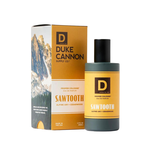 Duke Cannon Proper Cologne Sawtooth | Men's Eau de Parfum | Alpine Air and Cedarwood | Fresh, Woodsy, Long-Lasting Scent | 1.7 fl oz