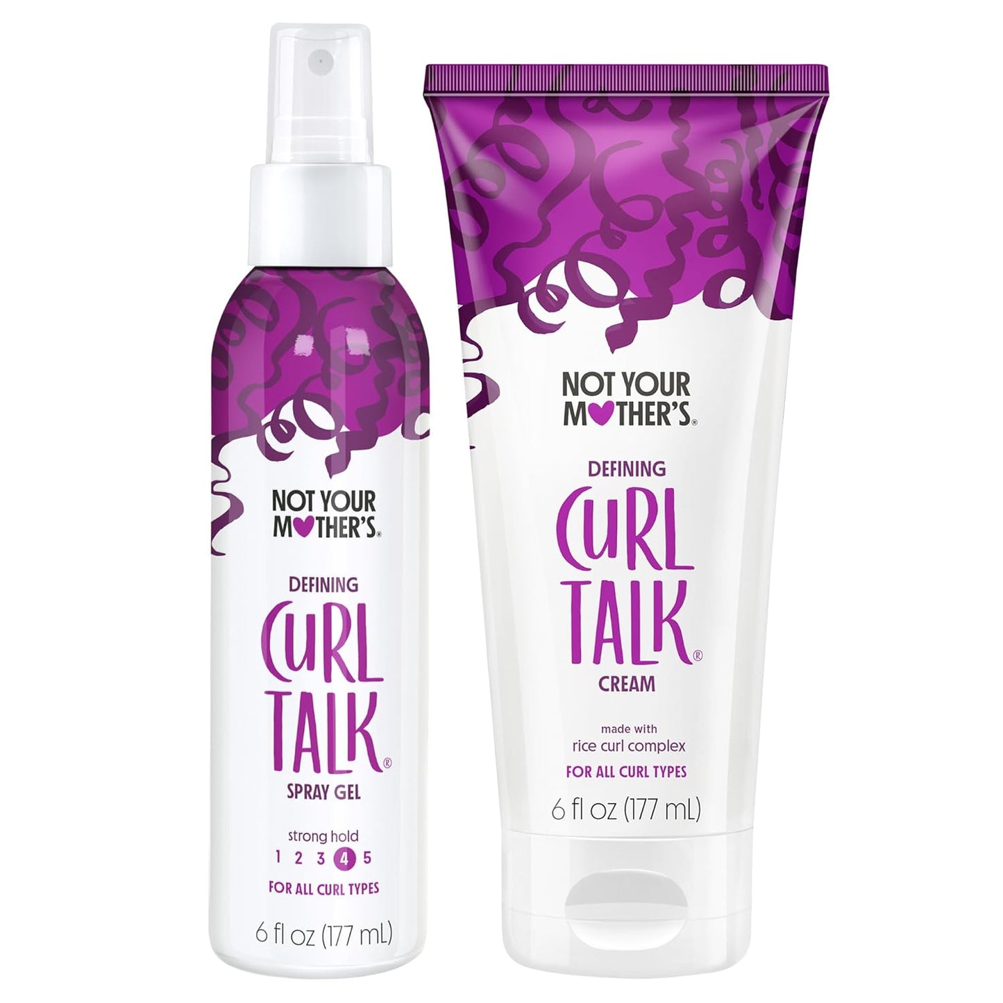 Not Your Mother's Curl Talk Defining Spray Gel and Defining Cream (2-Pack) - Formulated with Rice Curl Complex - For All Curly Hair Types