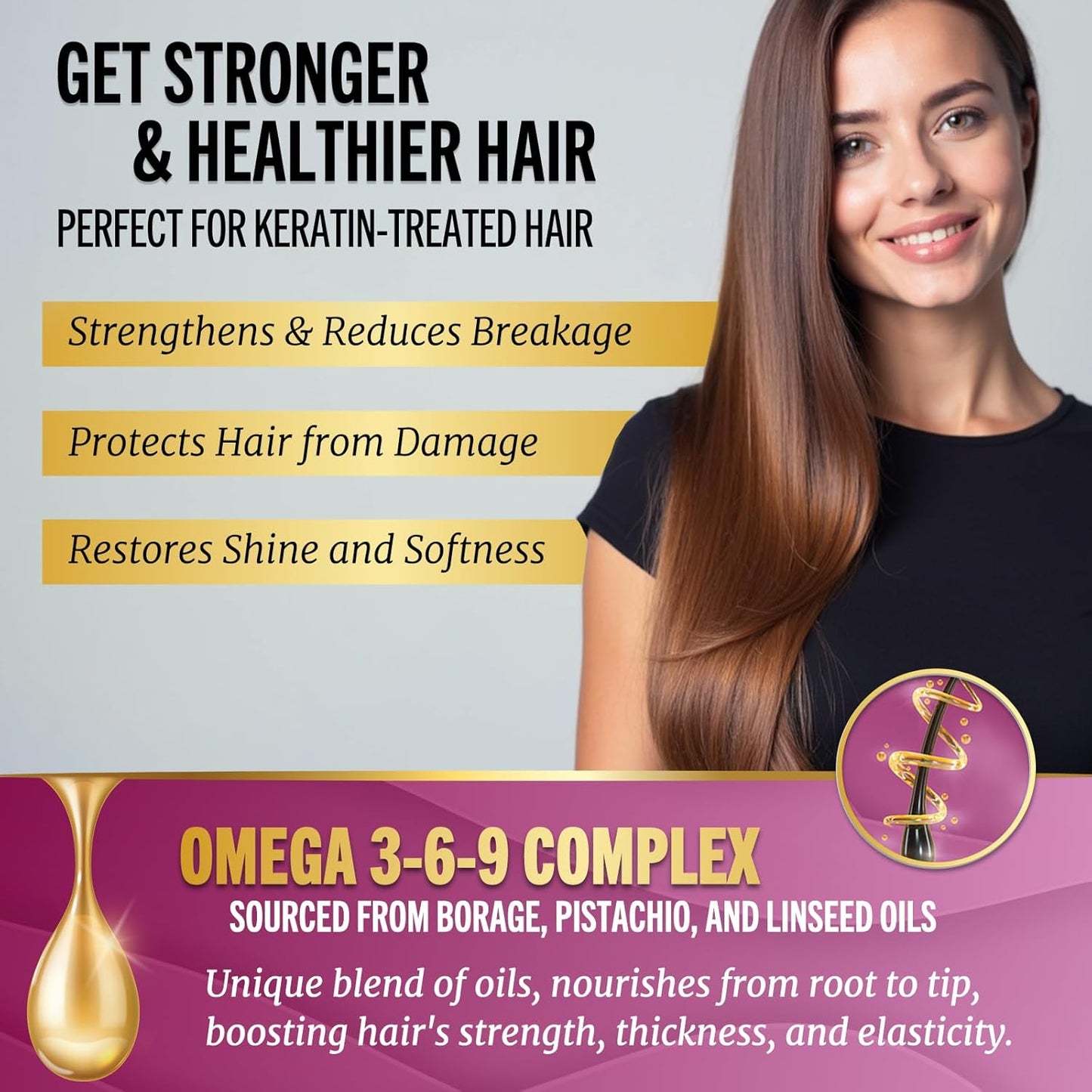 Jenoris Keratin Hair Mask for Dry, Damaged & Frizzy Hair – Deep Conditioning Treatment with Natural Omega 3-6-9 Complex & Pistachio Oil, Salon-Professional, Paraben & SLS Free, 16.9 Fl Oz